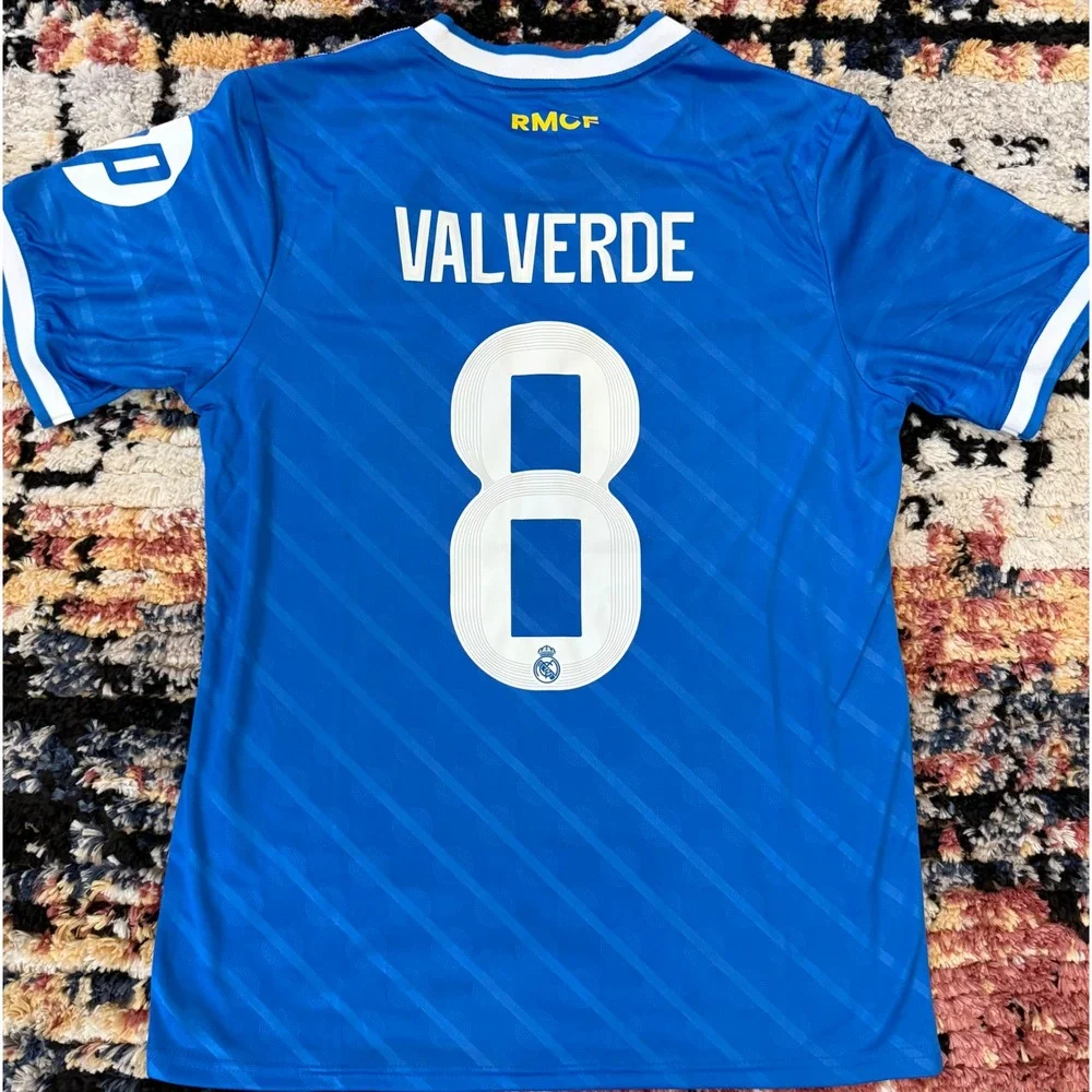 Adidas Real Madrid Valverde 8 Away Jersey Blue Aeroready Mens Medium NEW